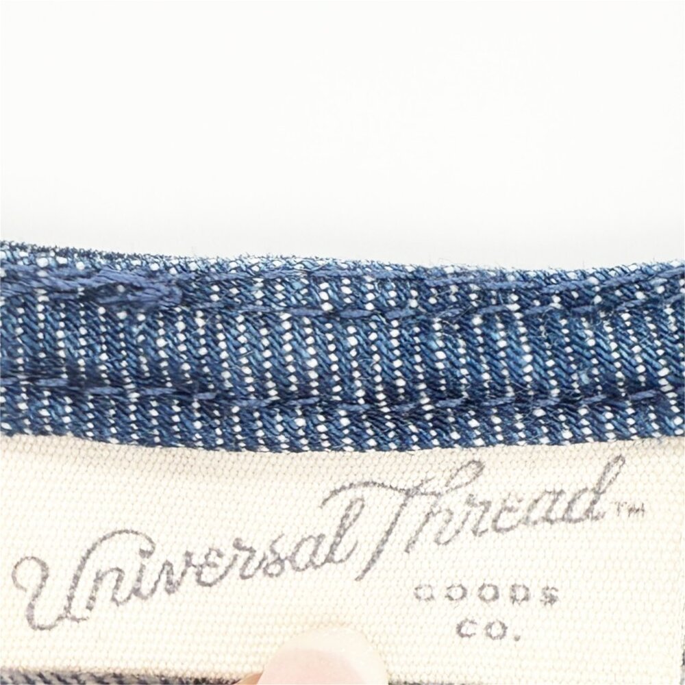 Universal Thread Curved Barrel Leg Jeans Denim Jumpsuit Overalls, Medium Wash 2 - Picture 7 of 11